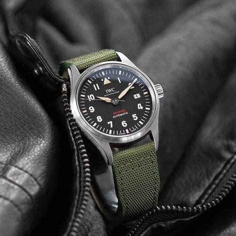 iwc pilot green strap|liger pilot watch straps.